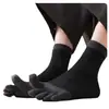 [Selección Premium] Calcetines de Algodón Puro de Cinco Dedos para Hombre, Primavera y Otoño, Algodón Peinado, Antibacterianos, Resistentes al Olor, Absorbentes de Sudor, de Media Pantorrilla