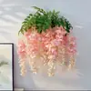 Simulación Glicinia Plástico Flor Falsa Enredadera Cadena de Flores para Techo Planta de Flores Decorativa Cubierta de Tubería de Aire Acondicionado Colgante Flor Pared Colgante