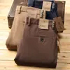 Pantalones Largos de Algodón Peinado Agiz Cómodos Transpirables Elásticos de Negocios para Otoño e Invierno de Gama Alta Rectos Versátiles Casuales para Hombre