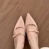 Zapatos Chuyuji estilo francés elegantes Mary Jane de punta para mujer, modelo nuevo con una sola tira, adecuados para ir al trabajo, zapatos bajos de una sola pieza, zapatos de mujer de estilo suave