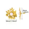 Pendientes de Acero Inoxidable con Baño de Oro de 18 Quilates, Estilo Retro Francés, Flor y Perla, Lujo Ligero, Sentido de Alta Gama, Pendientes Estilo Ins para el Cabello