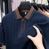 [Pedidos de Comercio Exterior] Nuevo Estilo Verano 2026 Lujo Ligero Negocios para Hombre Camiseta Polo de Media Cremallera Manga Corta Jacquard