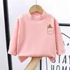 Camisa Básica de Lã Dupla Face com Gola Meia-Alta Infantil para Meninos e Meninas Outono e Inverno Jaqueta Interna Camiseta de Manga Longa Estilo Ocidental