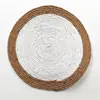 Jogos americanos redondos trançados, tapetes de plástico PP isolantes de calor, porta-copos e porta-tigelas de estilo simples, tapetes decorativos à prova d'água para mesas de jantar em casa
