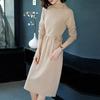 Vestido de Manga Larga para Mujer 2025 Otoño e Invierno Nuevo Estilo Coreano Holgado de Longitud Media Por Encima de la Rodilla Cintura Falda Base Interior