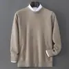 Suéter Baicai Rong Otoño/Invierno Nuevo de Lana Pura para Hombre Liso Cuello Redondo Tejido de Punto Estilo Old Money Versátil Tejido Base