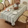 Mantel Rectangular, Stock Disponible, Polié Aspecto Lino Resistente a Salpicaduras Cuadros Tartán, Opciones Multicolor con Borde de Borlas para Comedor, Fiesta y Decoración del Hogar, Suministro Directo de Fábrica