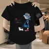 E-commerce Transfronteiriço~Camiseta Feminina de Manga Curta Petite com Desconto de Luxo Moda Estampada Versátil Cropped de Cintura Alta ins