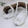 Conjunto de Collar Pulsera Pendientes de Perlas y Bolas de Diamantes Pequeños Transfronterizo Estilo Francés Retro Perlas de Alta Gama Personalidad Cadena para el Cuello Versátil