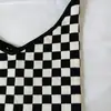 2021 Novo Estilo Coreano Amazon Xadrez Preto e Branco Contraste de Cores Bolsa de Tricô Bolsa Tote de Grande Capacidade Bolsa de Ombro Feminina Tendência