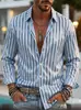 Nueva camisa de manga larga a rayas para hombre, estilo europeo y americano, corte slim, casual, con un elegante diseño abierto al frente, 2026