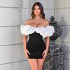 Estilo Europeo y Americano Ropa Sexy para Mujer Transfronteriza Nuevo Vestido de un Hombro sin Mangas Falda Corta Ajustada a las Caderas Minifalda Venta al por Mayor