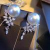 Aretes Cao Shi de Celebridad con Perlas Imitación para Mujer, Aretes Elegantes y Geométricos de Zirconia, Joyería de Diseño de Lujo Accesible