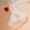 Nuevas bragas dulces de satén brillante con lazo, encaje hueco de puro deseo, calzones sexy de cintura media para mujer