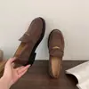 Mocasines de mujer estilo británico con suela gruesa, nueva colección primavera/otoño 2026, perfectos con vestidos, color negro, zapatos planos de punta profunda estilo coreano