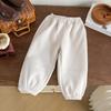 Pantalones Casuales Nuevos de Otoño e Invierno para Niñas 2025 Nueva Moda Acolchados de Forro Polar Engrosados Forro Polar Integrado Cálidos de Color Sólido Pantalones de Chándal de Algodón