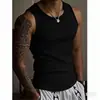 Regata Patchwork Estilo Americano para Verão, Masculina Justa Esportiva Fitness Canelada Alta Elasticidade Absorvente de Suor Respirável