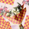 Wx081 Xadrez Rosa e Amarelo Papel Sydney 17g Papel de Embrulho à Prova de Umidade para Doces de Presente Papel de Seda Decorativo Quadrado de Cor Contrastante
