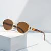 Óculos de Sol Estilo Hong Kong para Mulheres, Modelo Novo de Alta Qualidade 2026, Armação Pequena Oval de Metal Retro Óculos de Sol Marrons