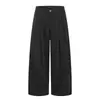 Cleanfit marca moderna calça comprida de perna larga cor sólida vibe masculina American high street drapeado design plissado senso de design calça casual