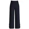 Calça cropped reta com botões estilo chinês para mulheres, novo modelo outono 2026, cintura alta, modeladora, ideal para baixinhas, calça de perna larga casual da moda