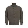 Cárdigan de punto para hombre, con cuello alto, de un solo pecho, suave y texturizado, corte holgado, hombros caídos, casual, color liso, suéter de abrigo para otoño e invierno