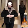 Chaqueta de Pana para Mujer Invierno Forro Polar Cálida Gruesa Versátil Moda Rejuvenecedora Holgada Adelgazante Cubre Vientre Ropa de Maternidad