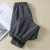 Pantalones Harlan talla grande para chica gordita de 300 kg, para Mujer Otoño/Invierno, forrados de polar, cintura alta, corte holgado, adelgazantes, puño ajustado, Pantalones Deportivos tipo rábano