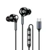 Headset para Jogos de E-Sports com Posicionamento de Som, Canal Esquerdo e Direito, Design Intra-auricular para Computadores e Celulares, Fones de Ouvido com Fio Tipo-C