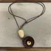 Nuevo collar colgante geométrico de madera estilo chino, cadena de suéter retro étnica bohemia, accesorio de nicho de alta gama