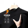 Camiseta Térmica Masculina de Manga Longa com Dupla Face Atacado Camada Base Outono e Inverno Cor Sólida Versátil Quente Gola Alta