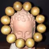 Pulseira Autêntica de Madeira Dourada Nanmu, Feita à Mão com Materiais Antigos, Contas de Oração de Madeira Dourada para Homens, Atacado de Acessórios