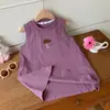 Vestido Chaleco de Verano Nuevo Estilo para Niñas, Lindo, Sencillo y Versátil, Falda Larga Ancha Estilo Coreano Bordada Retro para Niños