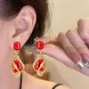 Pendientes Asimétricos de Pedrería Retro Moda Europea y Americana Elegantes con Estilo Nicho Pendientes de Alta Gama para Mujer