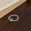 Anillo elástico con diseño de nicho de Corea del Sur, con carita sonriente colorida, anillo de dedo con cuentas sencillas para mujer, anillo elástico de dopamina.