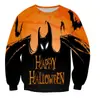 2024 Novo Suéter Divertido de Halloween com Elementos de Desenho Animado para Homens e Mulheres, Abóbora, Caveira, Morcego, Pulôver de Feriado
