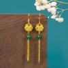 Original Retro Ruyi Auspicioso Longa Vida Bloqueio Borla Banhado A Ouro Novo Chinês Cheongsam Hanfu Cavalo Face Saia Brincos