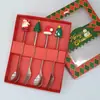 Juego de Cubiertos de Acero Inoxidable Cuchara y Tenedor Navideños Transfronterizos Papá Noel Árbol Cuchara de Postre Dibujos Animados Creativo Set de Regalo Navideño