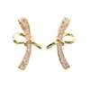 Aretes de Zirconia con Forma de Lazo Electrochapados en Oro Real Aretes con Diseño Calado Lujo Accesible Francés Aretes Simples Dulces de Nicho