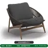 Sofá Silla de Teak de Gama Alta para Exteriores Estilo Nórdico Jardín Balcón Patio Ocio Creativo Juego de Sofás Redondos de Ratán