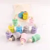 Adornos artesanales de madera DIY para niños, juguetes de graffiti de arcoíris, ayudas didácticas de arte de madera de dibujos animados