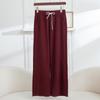 Calça Casual Reta Elástica de Cintura Nova para Mulheres, Versátil e Solta, Calça Longa Estilo Preguiçoso Atacado, Off-White