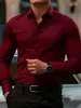 Camisa de Hombre Elástica Transfronteriza para Hombre 2026 Manga Larga Botones Corte Ajustado Tallas Grandes