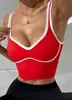 Casaco listrado transfronteiriço color block com top de yoga de bojo fixo, top esportivo à prova de choque para corrida, top de yoga
