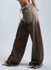 Jeans Retro Americanos con Cintura Cepillada y Degradado, Diseño Versátil y Moderno, Pantalones Rectos de Pierna Ancha para Mujer