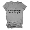 Tenha coragem de vaca e coração pequeno T-shirt feminina redonda europeia e americana Amazon transfronteiriça casual solta de manga curta