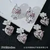 Pingente Coração de Flor de Rosa Entrelaçada Estilo Gótico Pulseira de Contas DIY Colar Brincos Acessórios de Joia de Liga