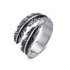 Anillo de plumas con apertura retro para hombre, estilo europeo y americano, con diseño de hojas grandes en abanico, ideal para parejas, con accesorios para celebridades de Internet.