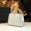 Bolso Cubo Nuevo 2024, Simple y Elegante, Bolso de Moda con Perlas para Madres de Mediana Edad, Bolso de Cuero Genuino para Mujer, Bolso de Hombro Cruzado