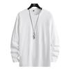 Camisa de Algodón Otoñal de Cuello Redondo de Manga Larga 2026 para Jóvenes, Corte Holgado, Capa Base Versátil, Suéter Casual, Camiseta Lisa para Hombre